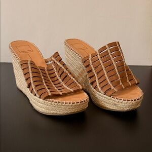 Dolce Vita Tan and Cream Woven Wedges